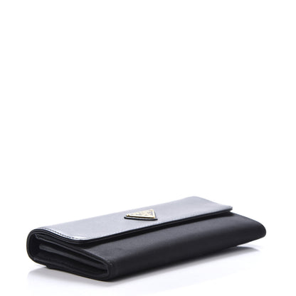 Prada Tessuto Nylon Soft Calf Continental Flap Wallet Black 6 of 8