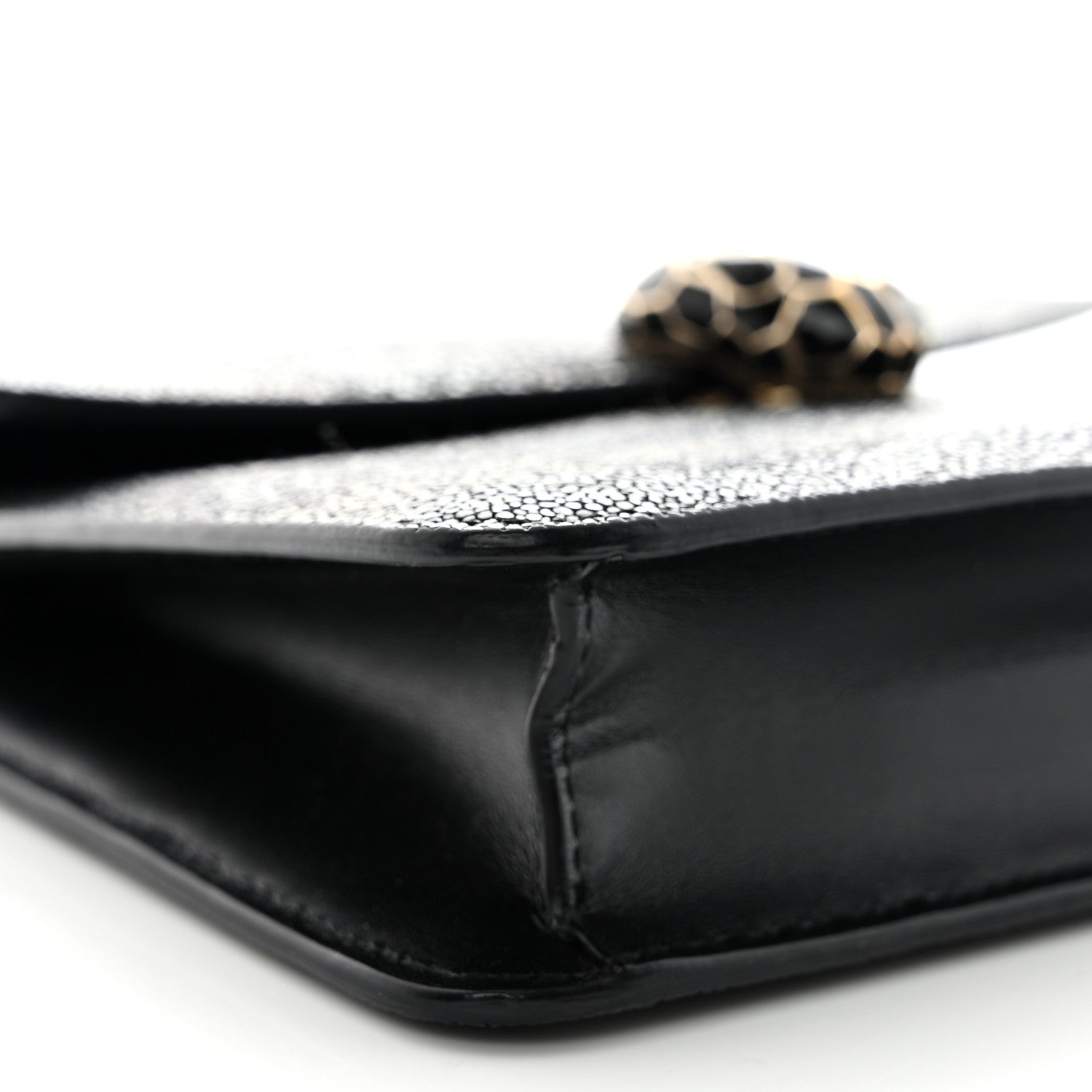 Bulgari Galuchat Striped Serpenti Forever Crossbody Bag Black Grey 9 of 10