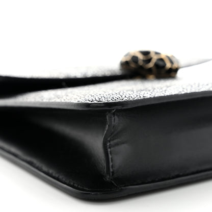 Bulgari Galuchat Striped Serpenti Forever Crossbody Bag Black Grey 9 of 10