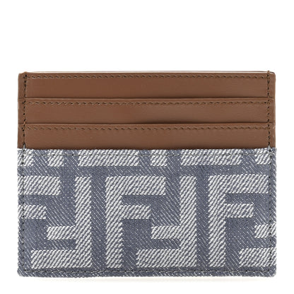 Fendi Denim Vitello Grace FF Card Holder Blue 1 of 9