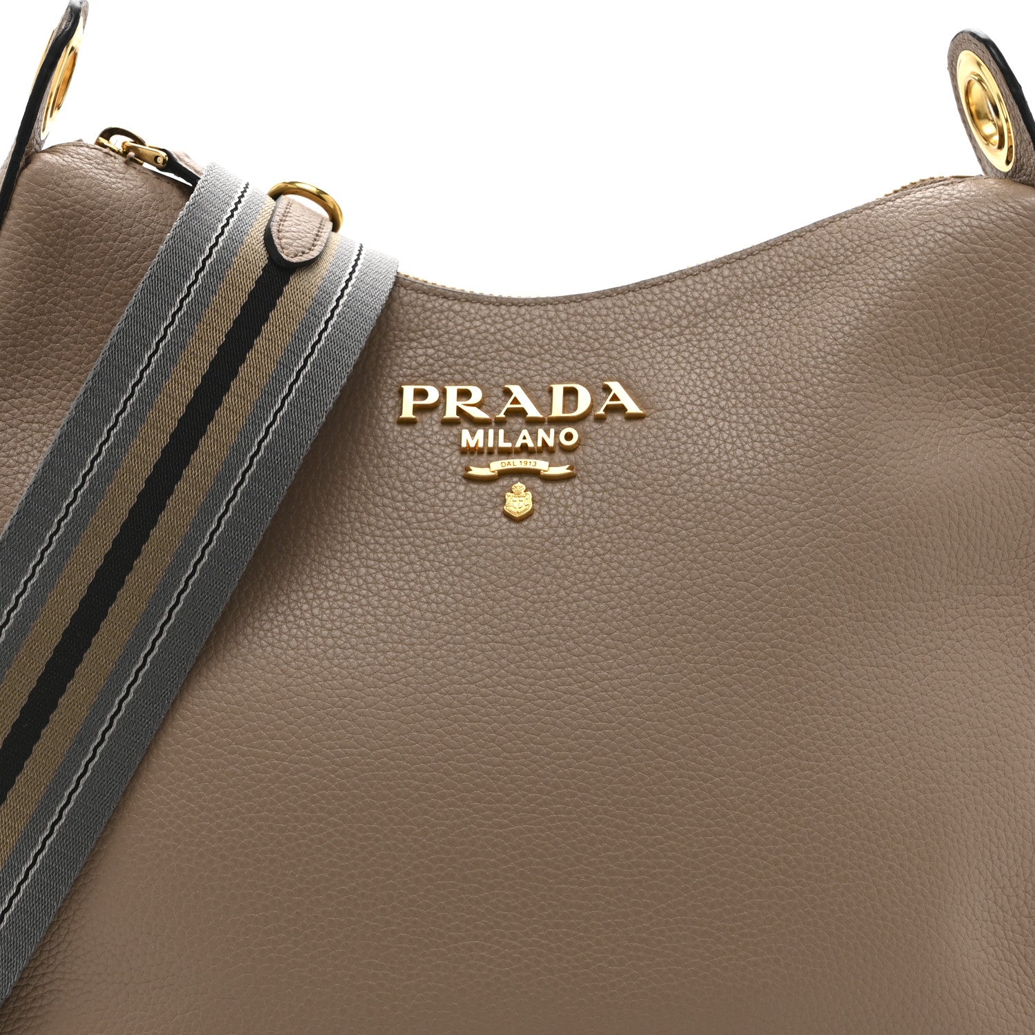 PRADA ガーメント Prada Vitello Phenix Zippered Messenger Hobo Cammeo 1855218