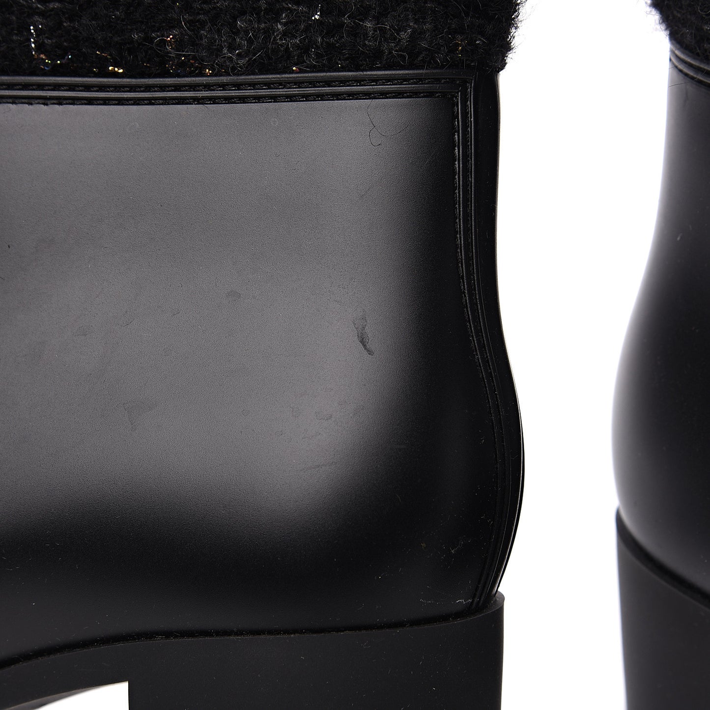 PVC Tweed High Boots 41 Black