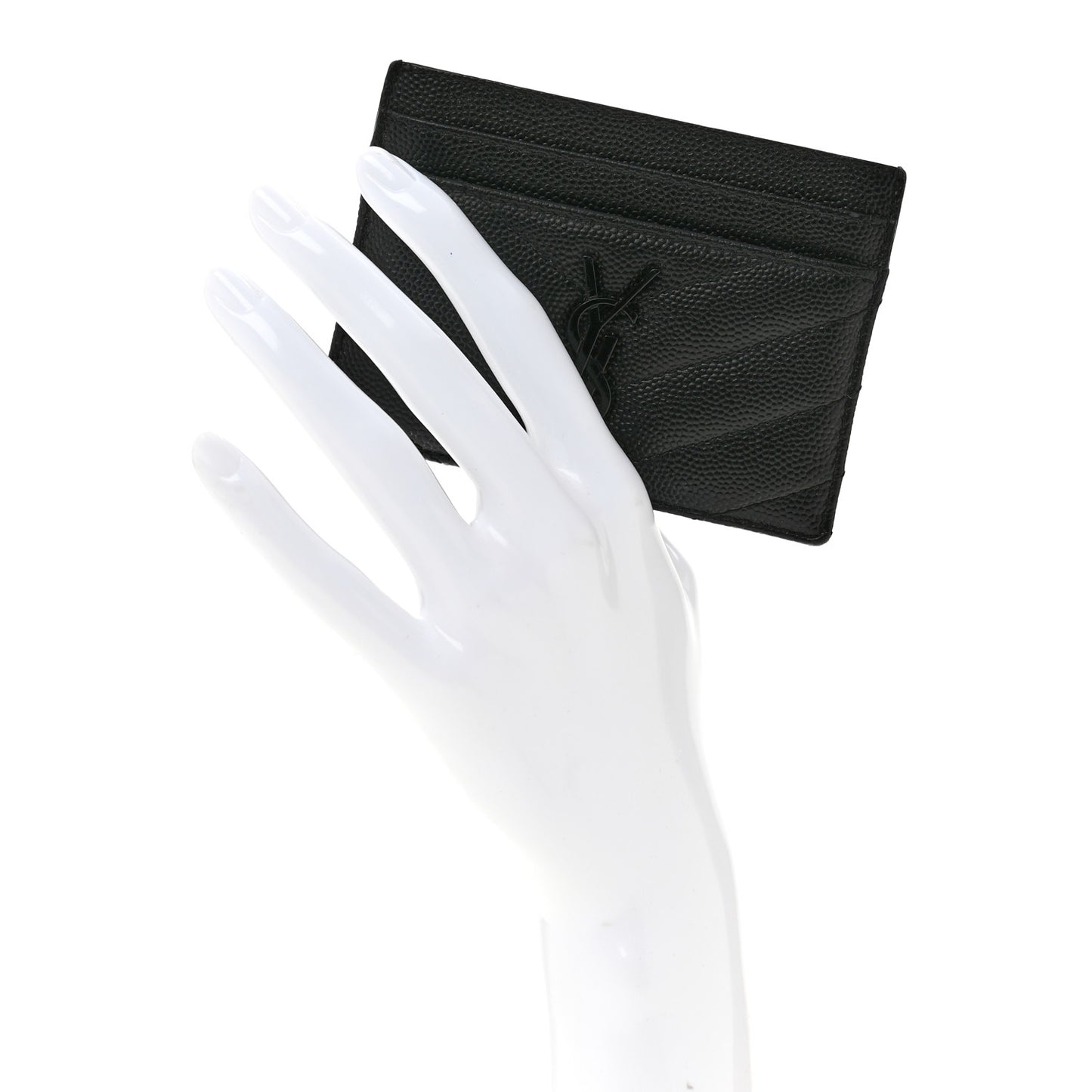 Grain De Poudre Matelasse Chevron Monochrome Monogram Credit Card Case Black