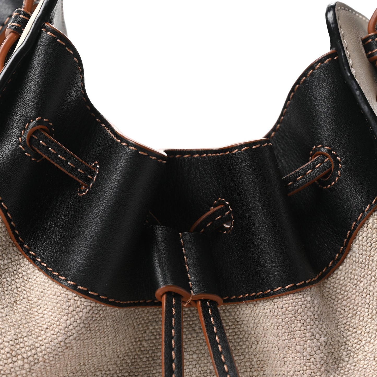 Calfskin Canvas Mini Hammock Shoulder Bag Mink Black