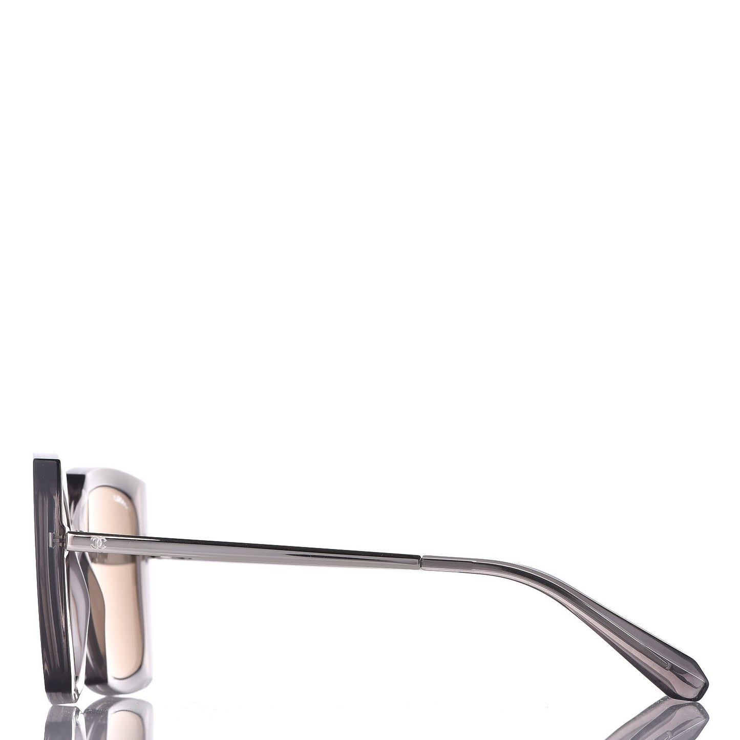 18K White Gold Mirror Square Sunglasses 6051 Gray