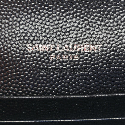 Saint Laurent Grain De Poudre Matelasse Chevron Small Monochrome Monogram Envelope Wallet Black 6 of 9