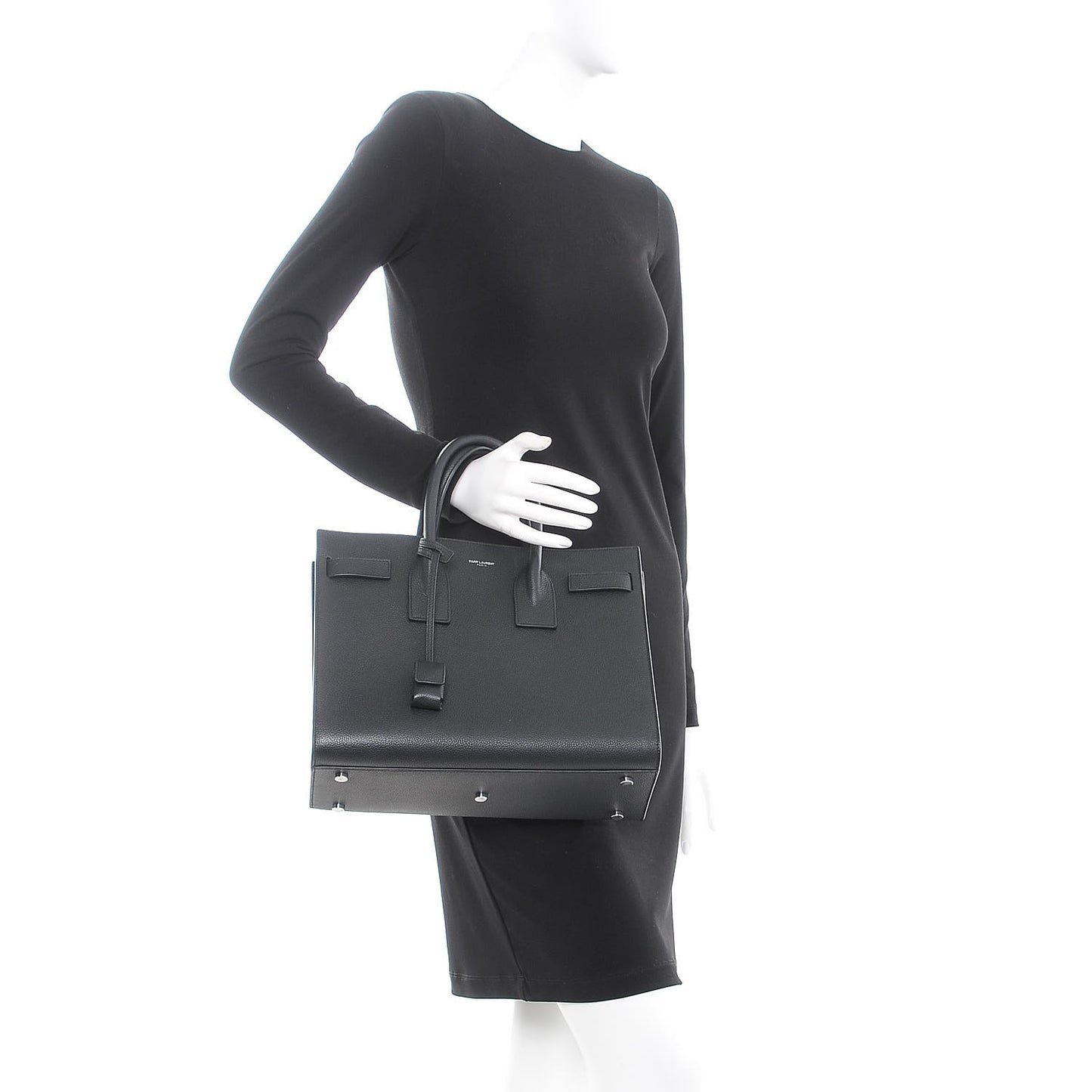 Grained Calfskin Small Sac De Jour Black