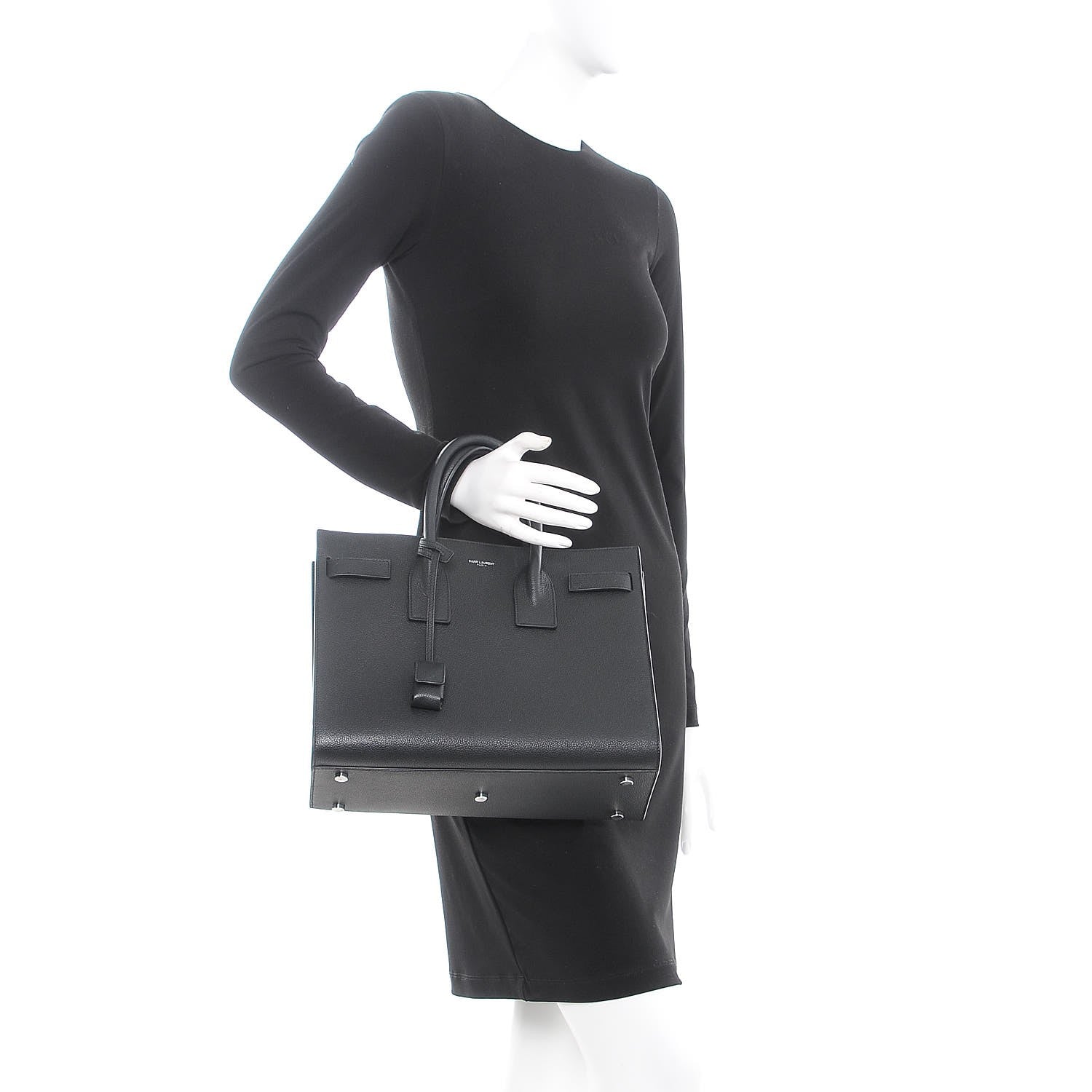 Saint Laurent Grained Calfskin Small Sac De Jour Black 3 of 13