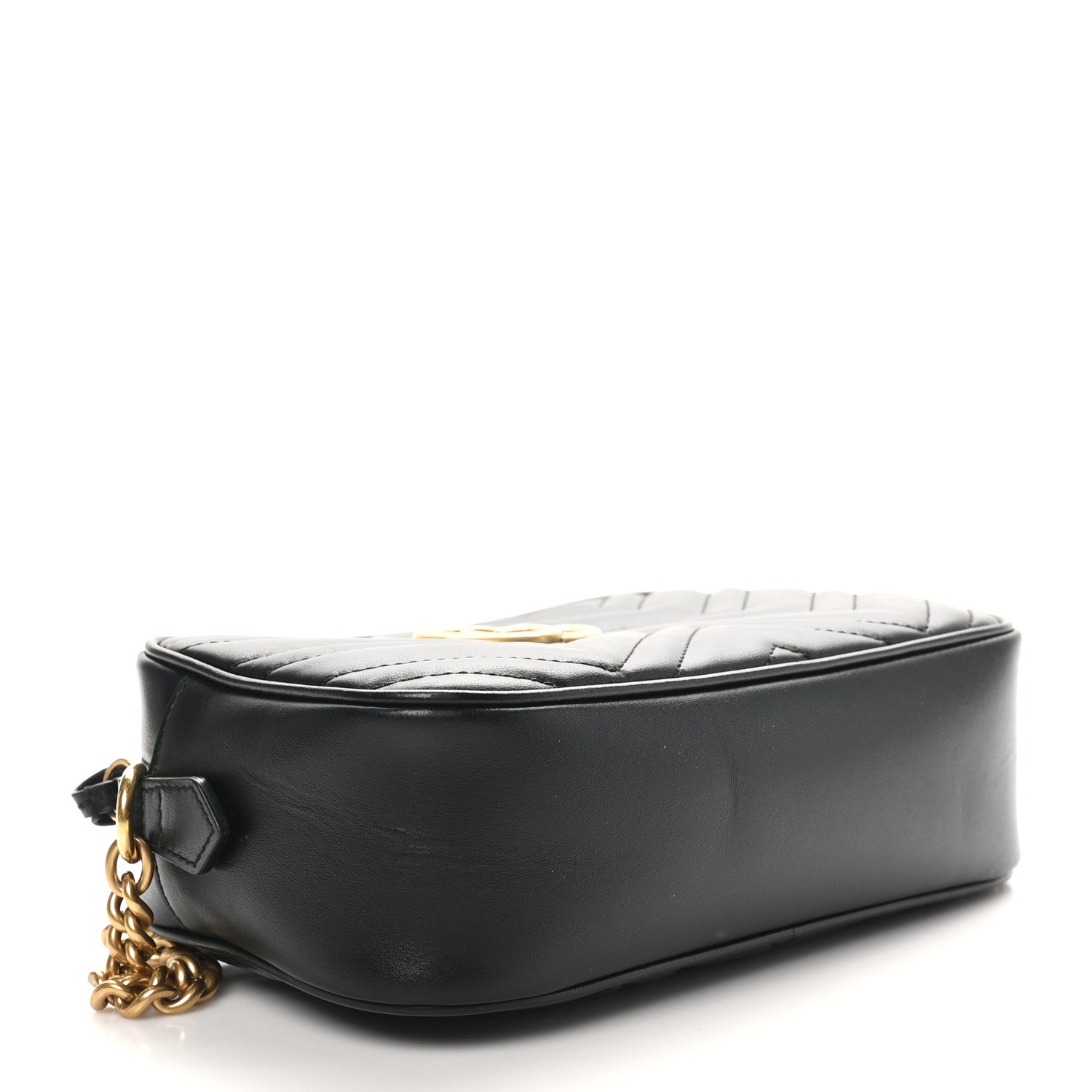 Gucci Calfskin Matelasse Mini GG Marmont Chain Shoulder Bag Black 4 of 11