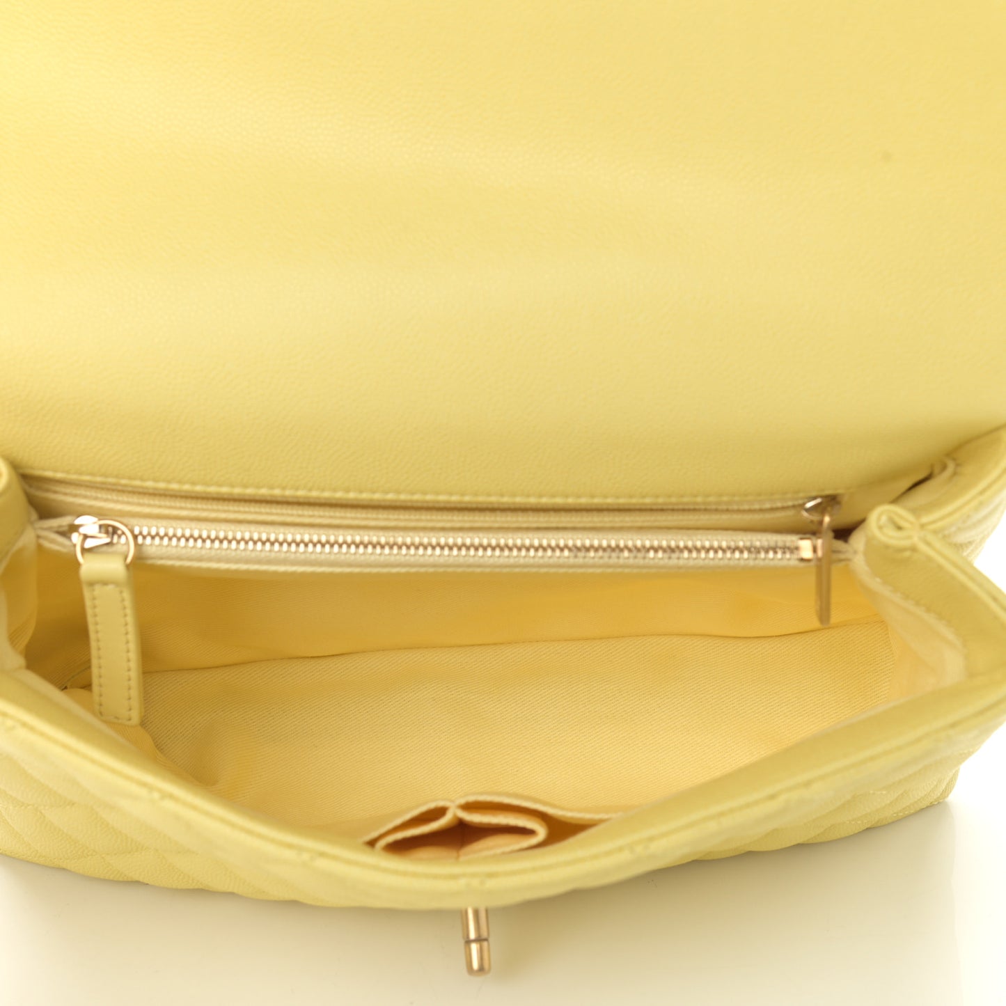 Caviar Quilted Small Coco Handle Flap Yellow