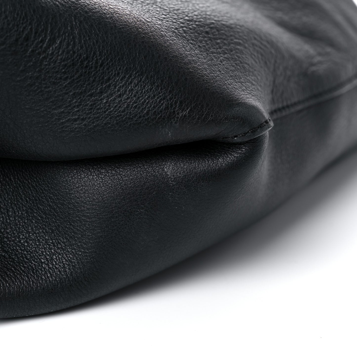 Calfskin Grommet Hobo Black