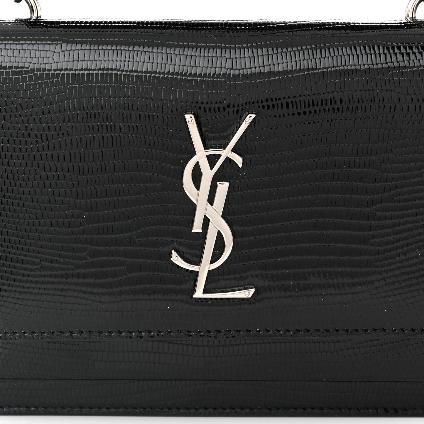 Calfskin Lizard Embossed Monogram Sunset Chain Wallet Black