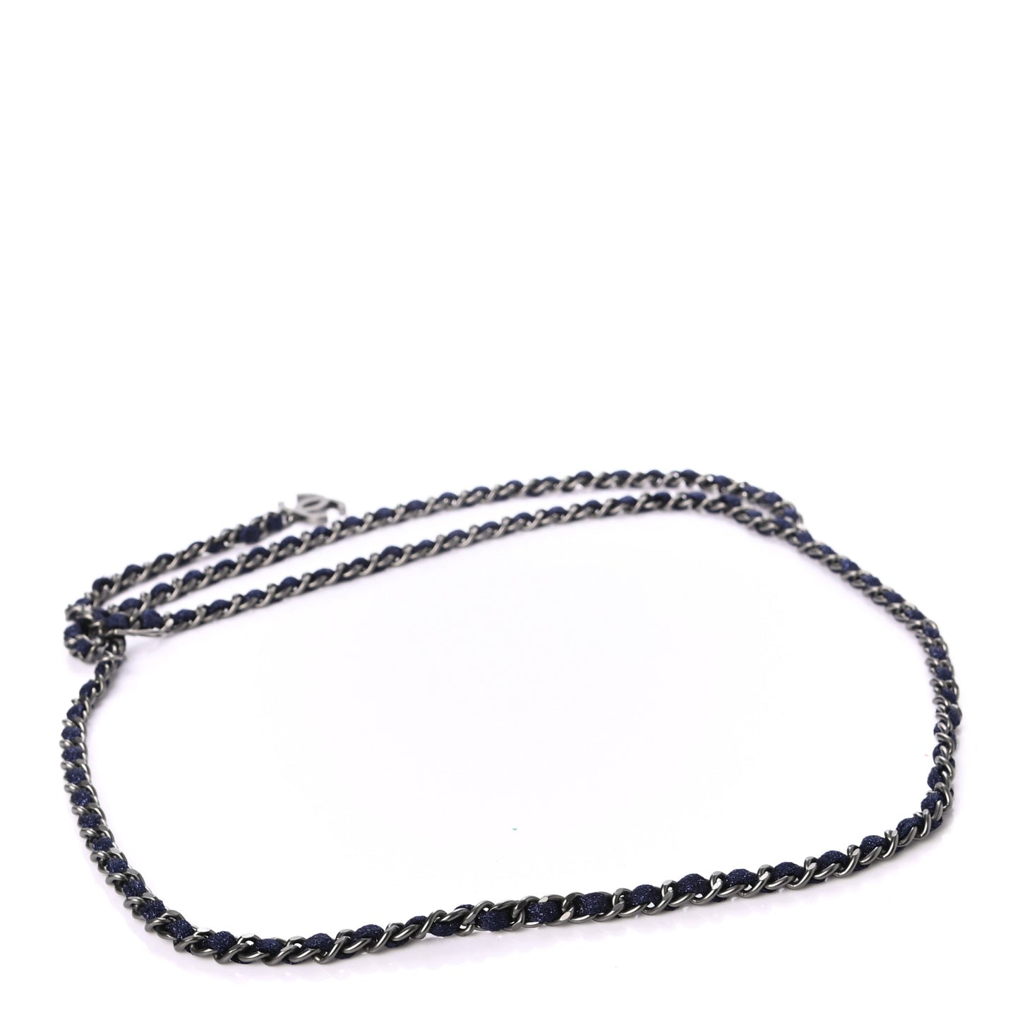 Metallic Canvas CC Chain Belt Navy