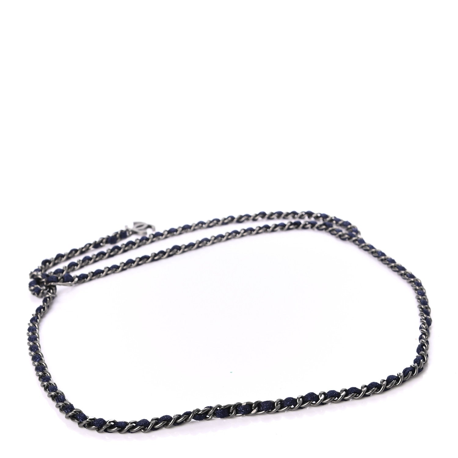 Chanel Metallic Canvas CC Chain Belt Navy 2 of 3