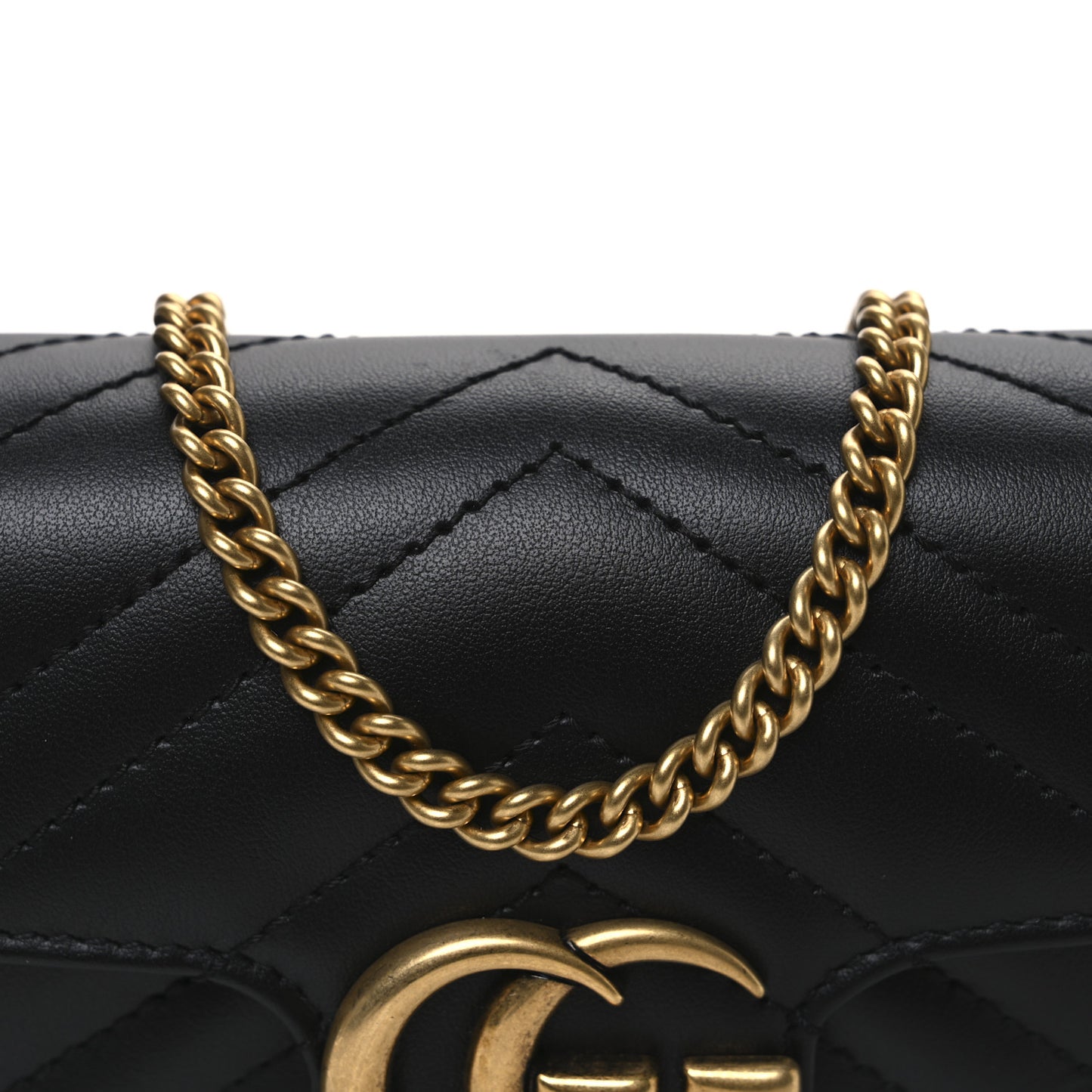 Calfskin Matelasse Super Mini GG Marmont Shoulder Bag Black