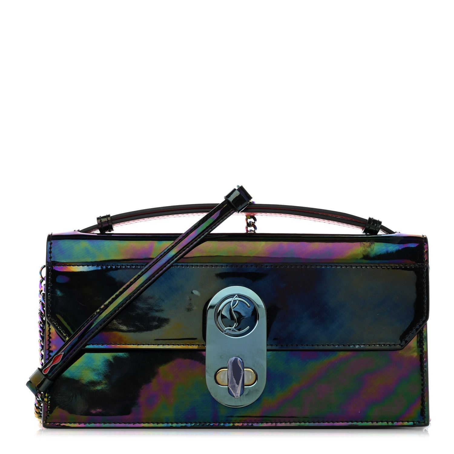 Christian Louboutin Iridescent Patent Calfskin Mini Elisa Baguette Dark Rainbow 1 of 16