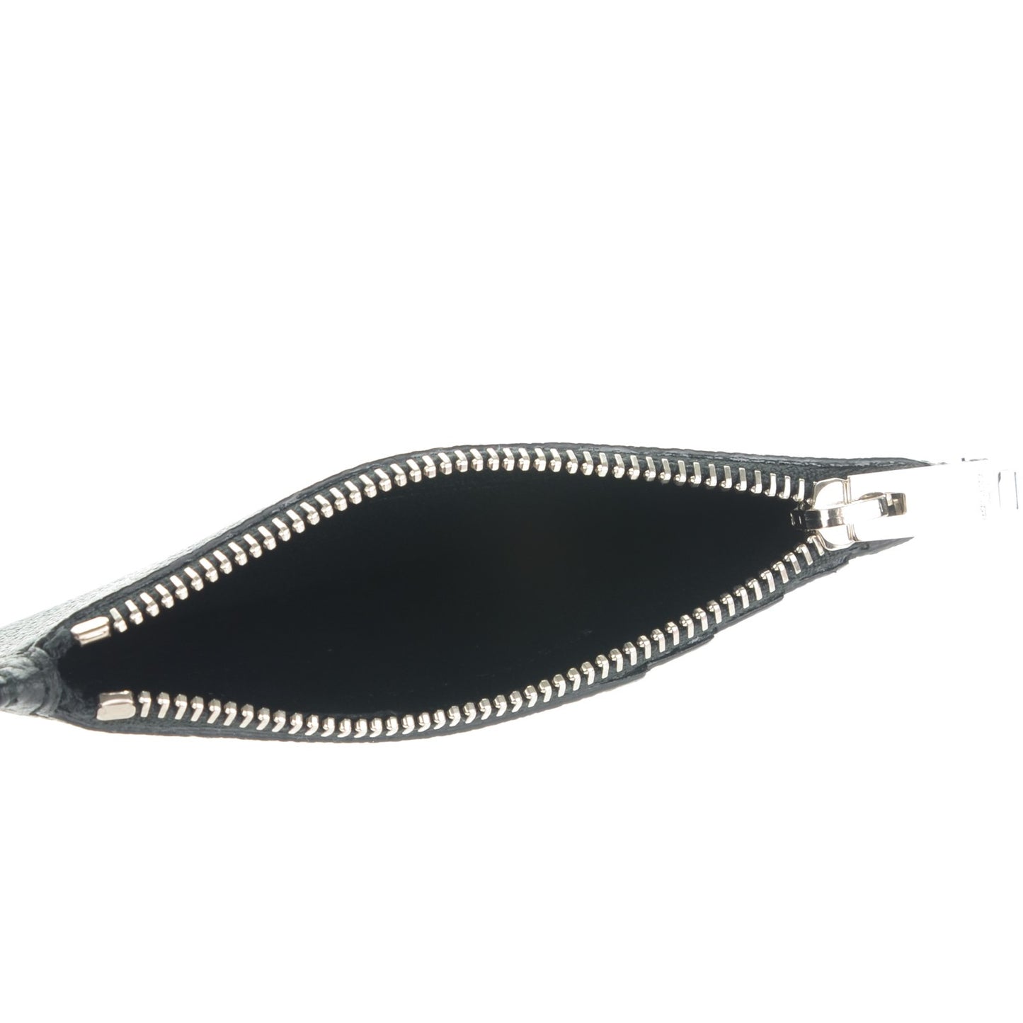 Grained Calfskin 5 Fragments Zip Pouch Card Holder Black