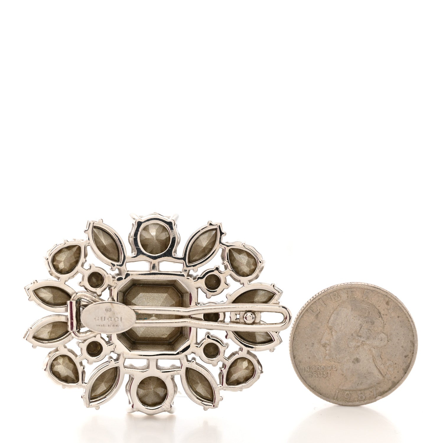 Gucci Crystal Hair Clip Silver 2 of 4