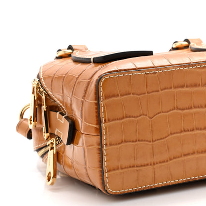 Chloe Calfskin Crocodile Embossed Small Daria Autumnal Brown 9 of 10