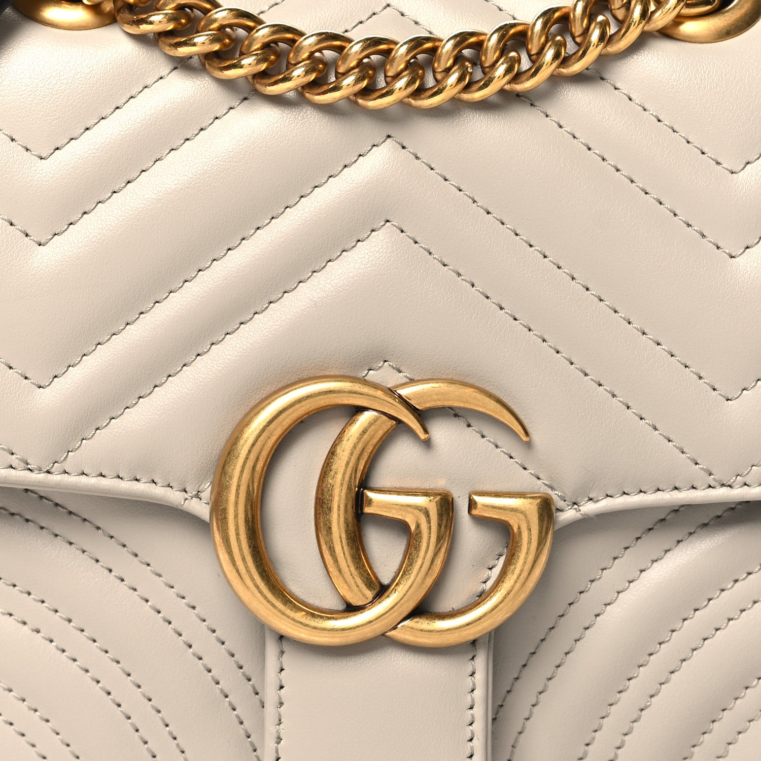 Gucci Calfskin Matelasse Mini GG Marmont Square Shoulder Bag Light Grey 8 of 13