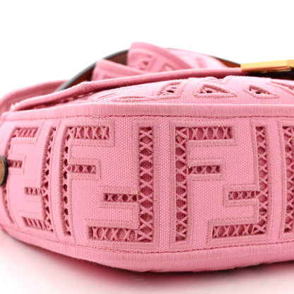 Fendi Canvas Cuoio Agata FF Ajour Embroidered Baguette Ciclamino Cuoio 9 of 13