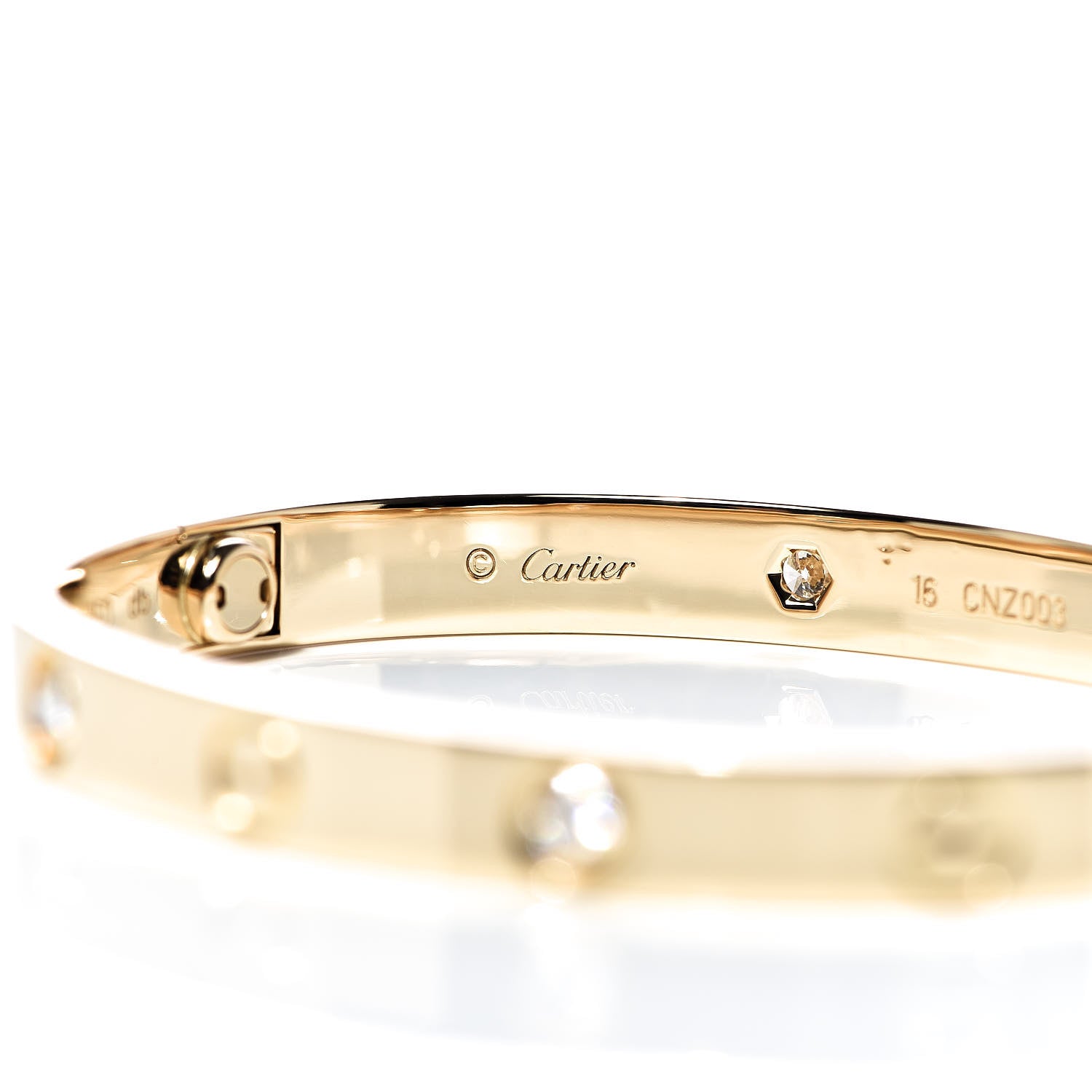 Cartier 18K Yellow Gold 4 Diamond LOVE Bracelet 16 5 of 7
