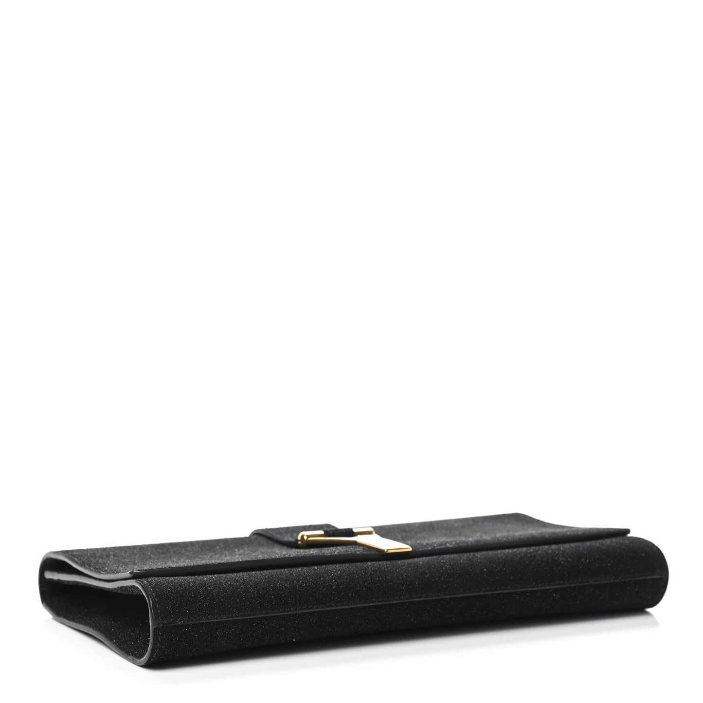 Glitter Calfskin Classic Y Ligne Clutch Black