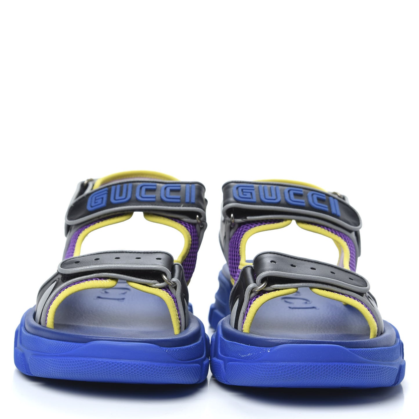 X SEGA Calfskin Mesh Mens Aguru Sandals 12 Black Blue Purple