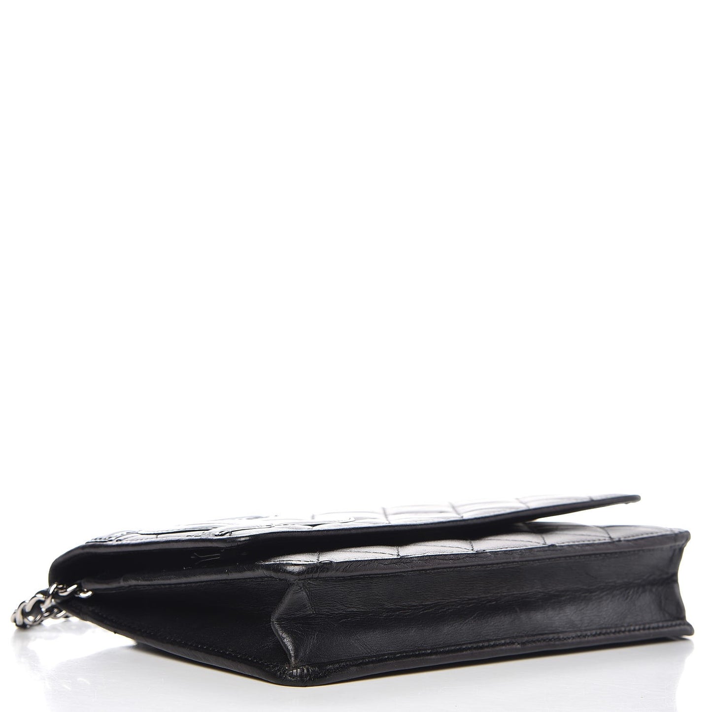 Calfskin Quilted Cambon Wallet On Chain WOC Black