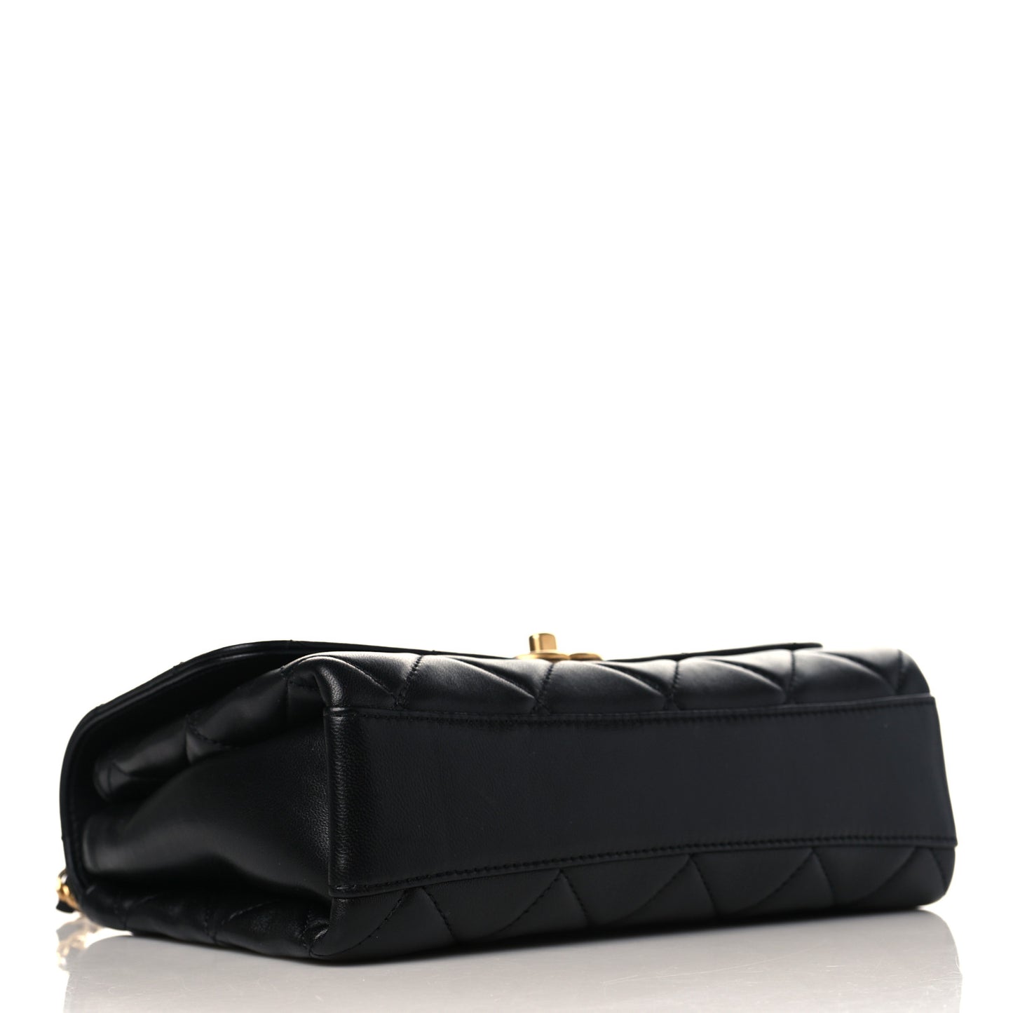 Lambskin Quilted Small CC Crystal Logo Chain Flap Black