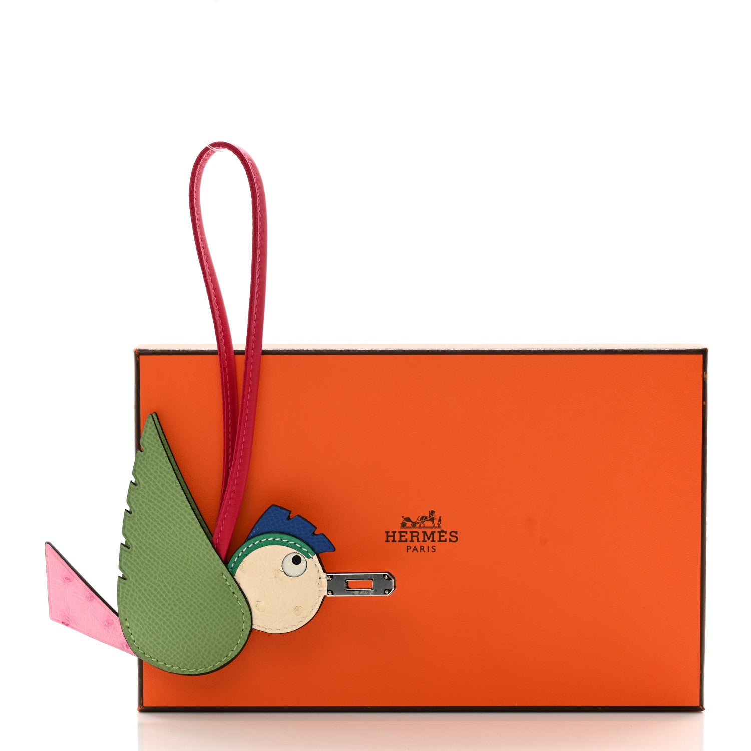 Hermes Ostrich Epsom Swift Birdy Bag Charm Vert Criquet Bubblegum Nata Menthe Bleu France Framboise 4 of 4