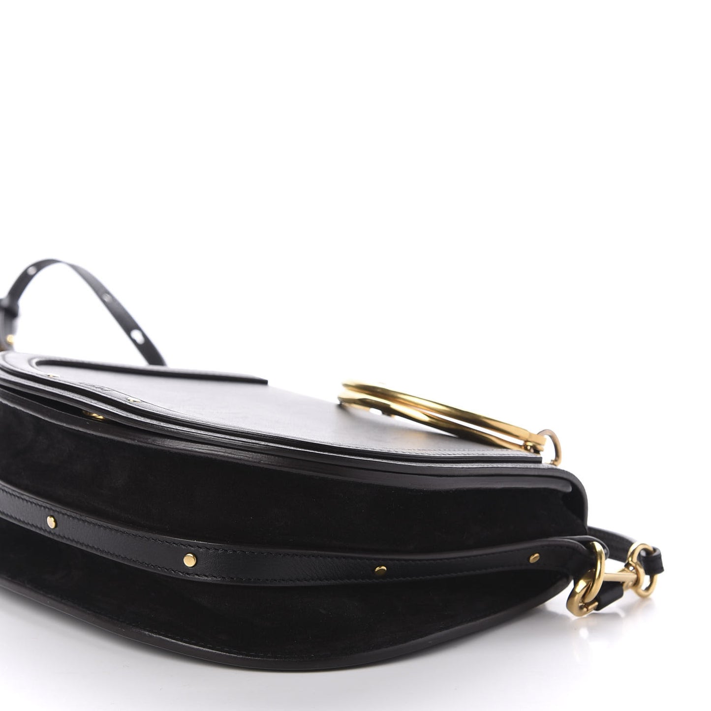 Calfskin Suede Medium Nile Bracelet Bag Black