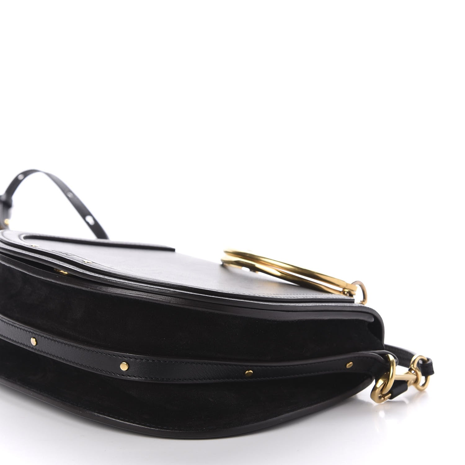 Chloe Calfskin Suede Medium Nile Bracelet Bag Black 7 of 12