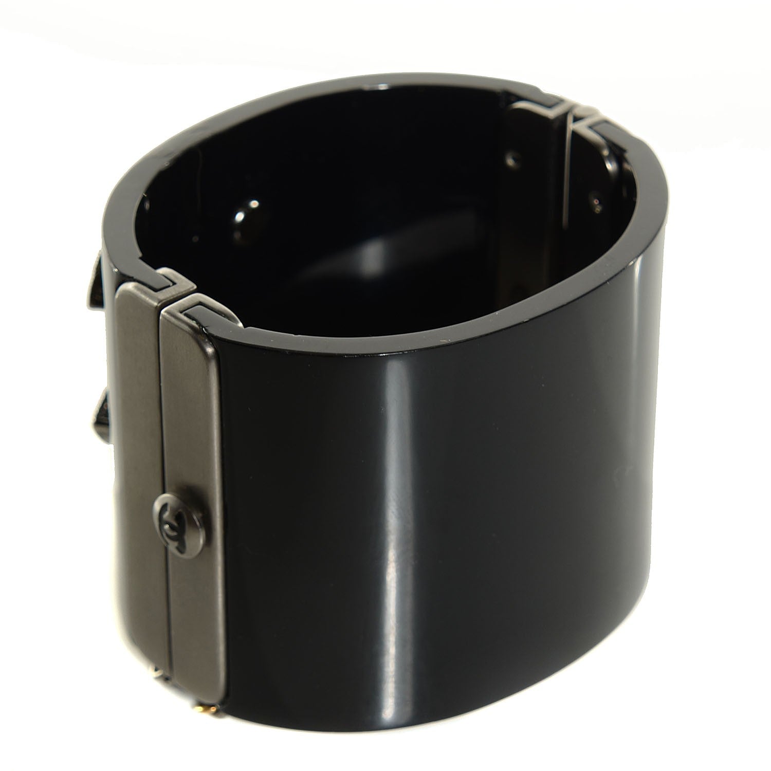 Chanel Resin Crystal CC Cuff Black 3 of 7
