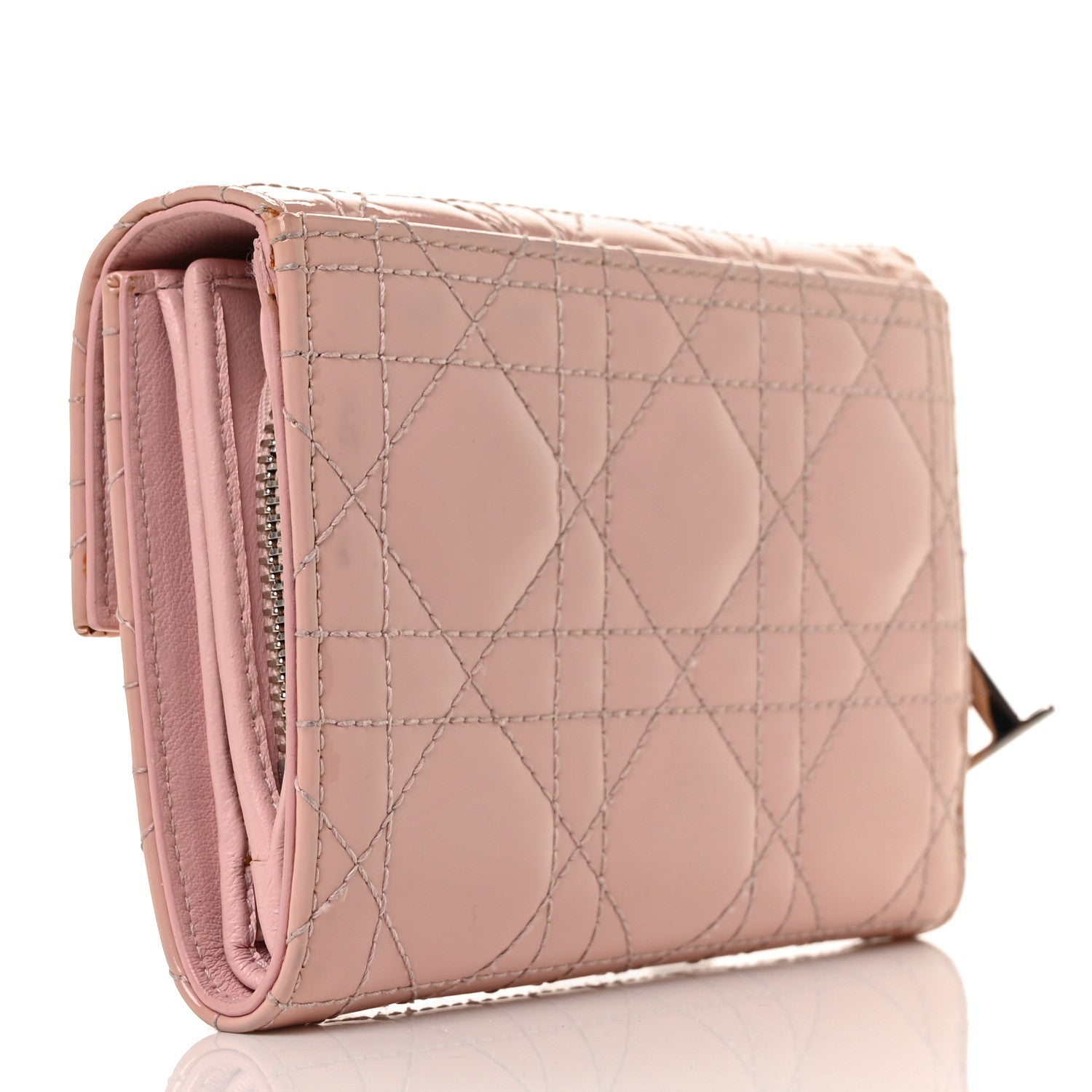 Christian Dior Patent Cannage Lady Dior Explorateur Wallet Pink 3 of 8