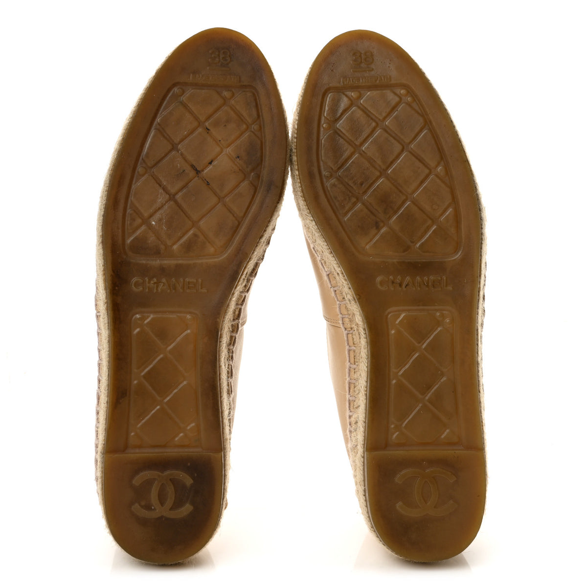 Lambskin CC Espadrilles 38 Beige Black