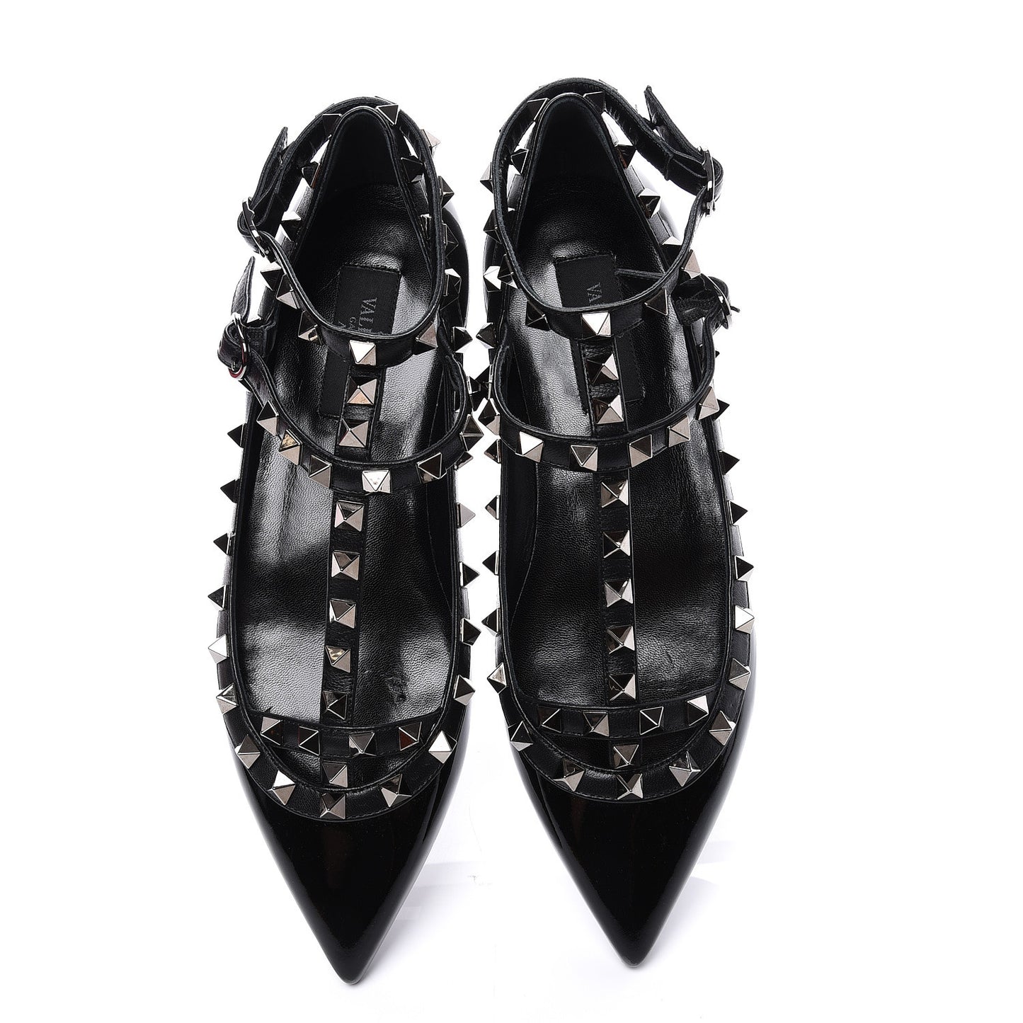 Patent Rockstud Cage Ballerina Flats 36 Black