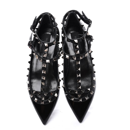 Valentino Garavani Patent Rockstud Cage Ballerina Flats 36 Black 5 of 11