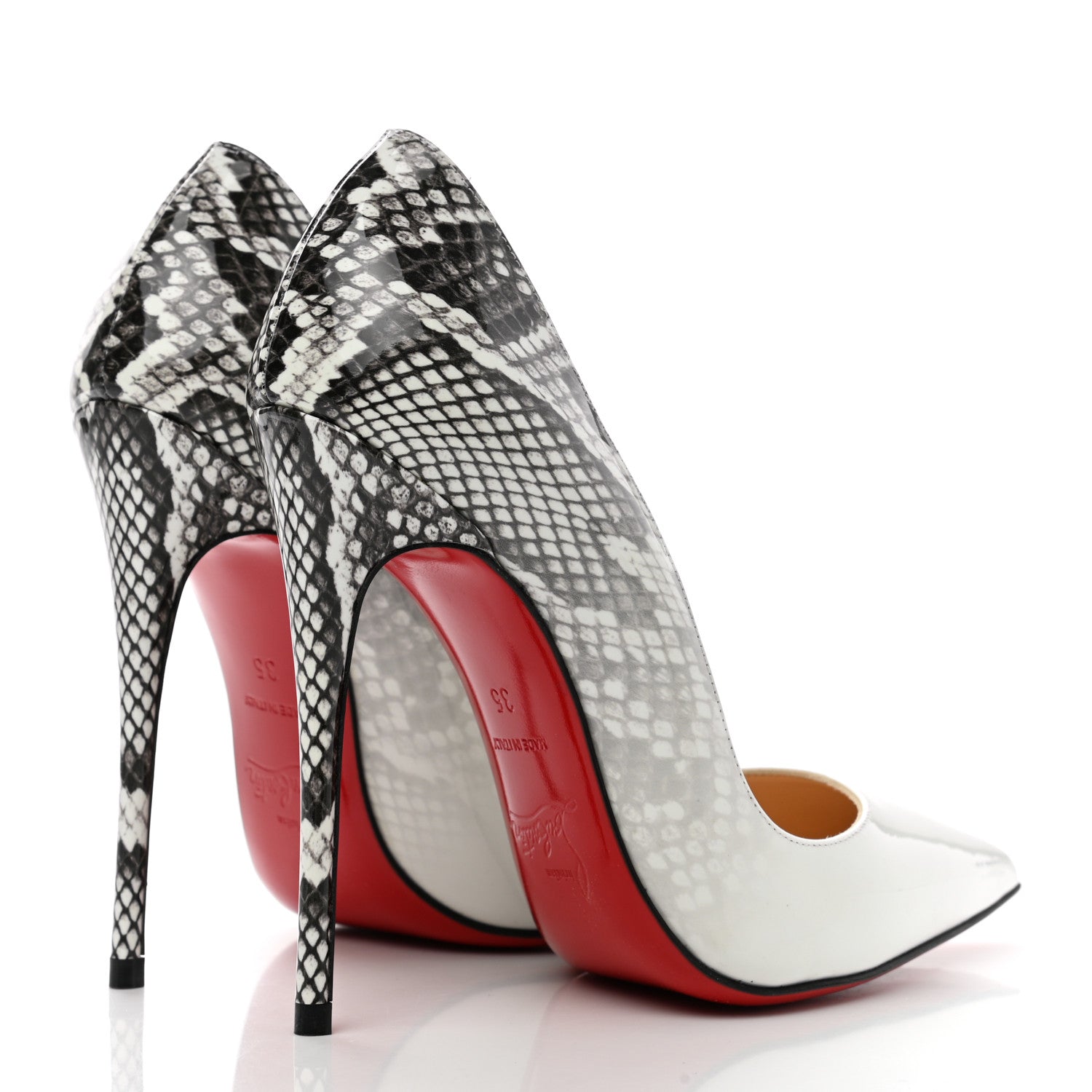 Christian Louboutin Patent Degrade Snakeskin Printed So Kate 120 Pumps 35 White Roccia 4 of 7