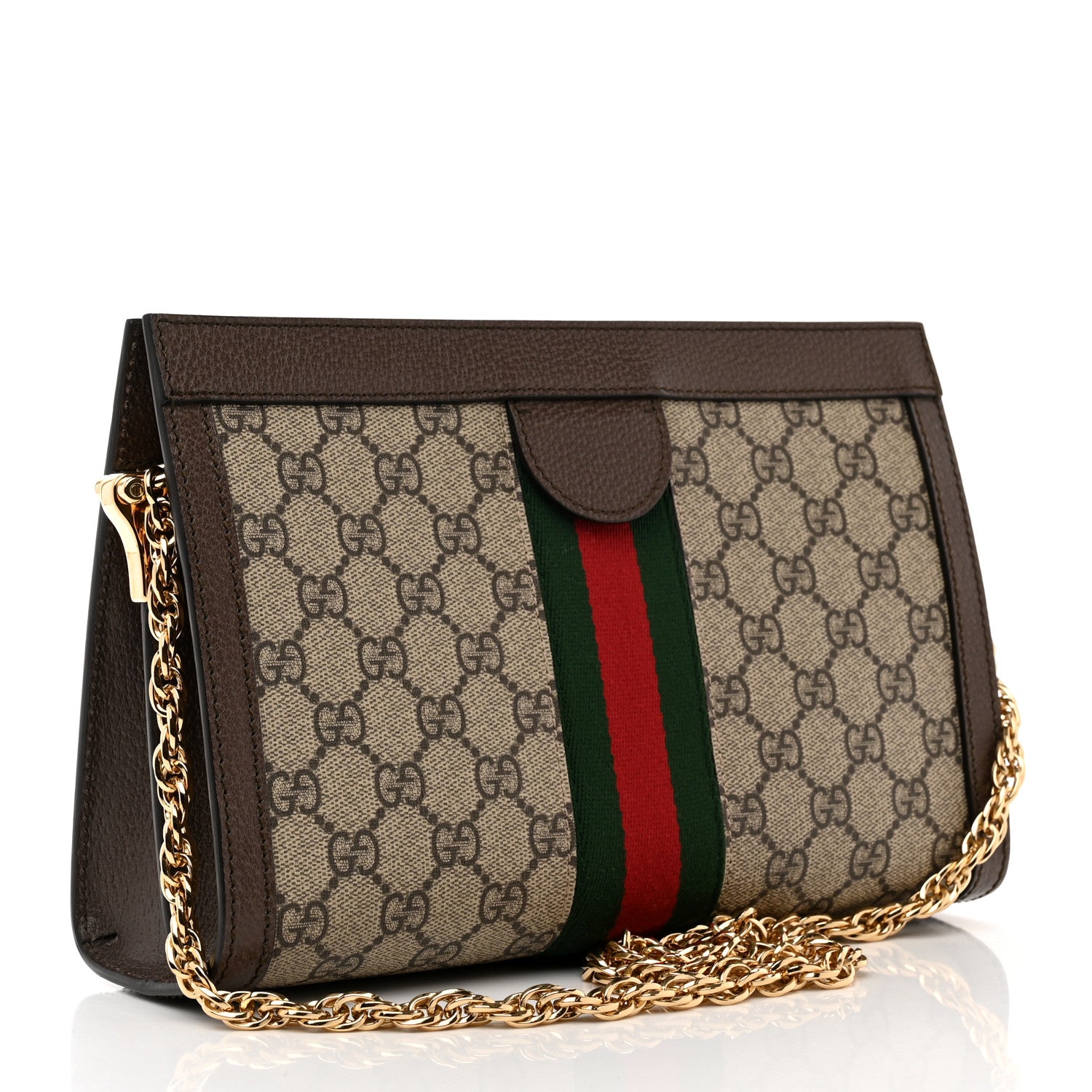 Gucci GG Supreme Monogram Web Small Ophidia Chain Shoulder Bag Brown 3 of 9