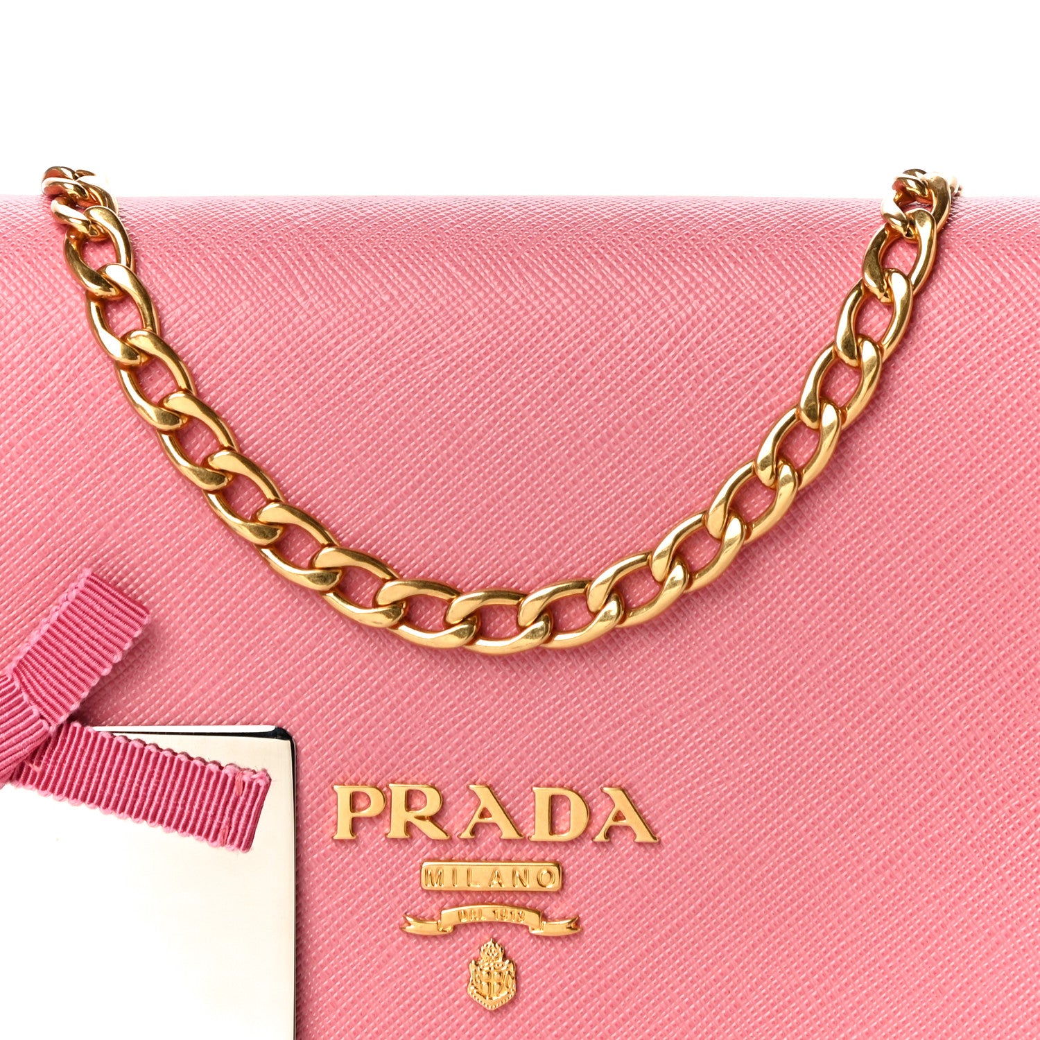 Prada Saffiano Lux Chain Wallet Petalo 7 of 9