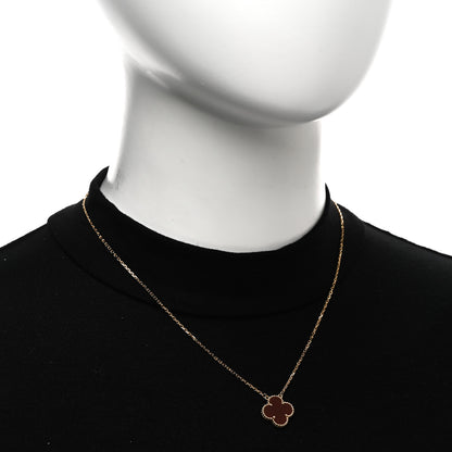 Van Cleef & Arpels 18K Yellow Gold Carnelian Vintage Alhambra Pendant Necklace 2 of 5