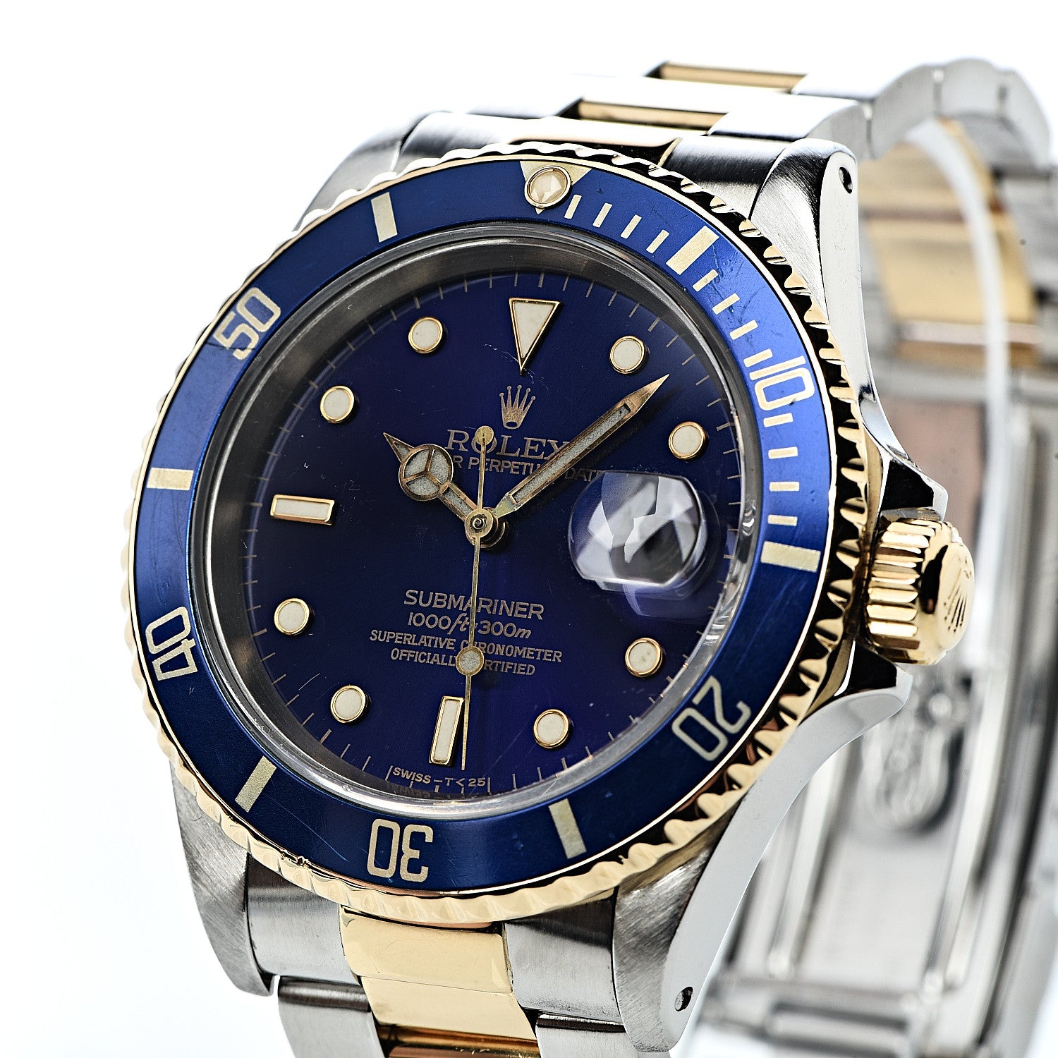 Rolex Stainless Steel 18K Yellow Gold 40mm Submariner Date Watch Royal Blue 16613 11 of 13