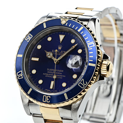 Rolex Stainless Steel 18K Yellow Gold 40mm Submariner Date Watch Royal Blue 16613 11 of 13