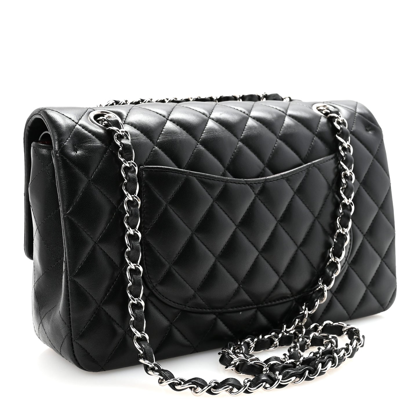 Lambskin Quilted Medium Double Flap Black