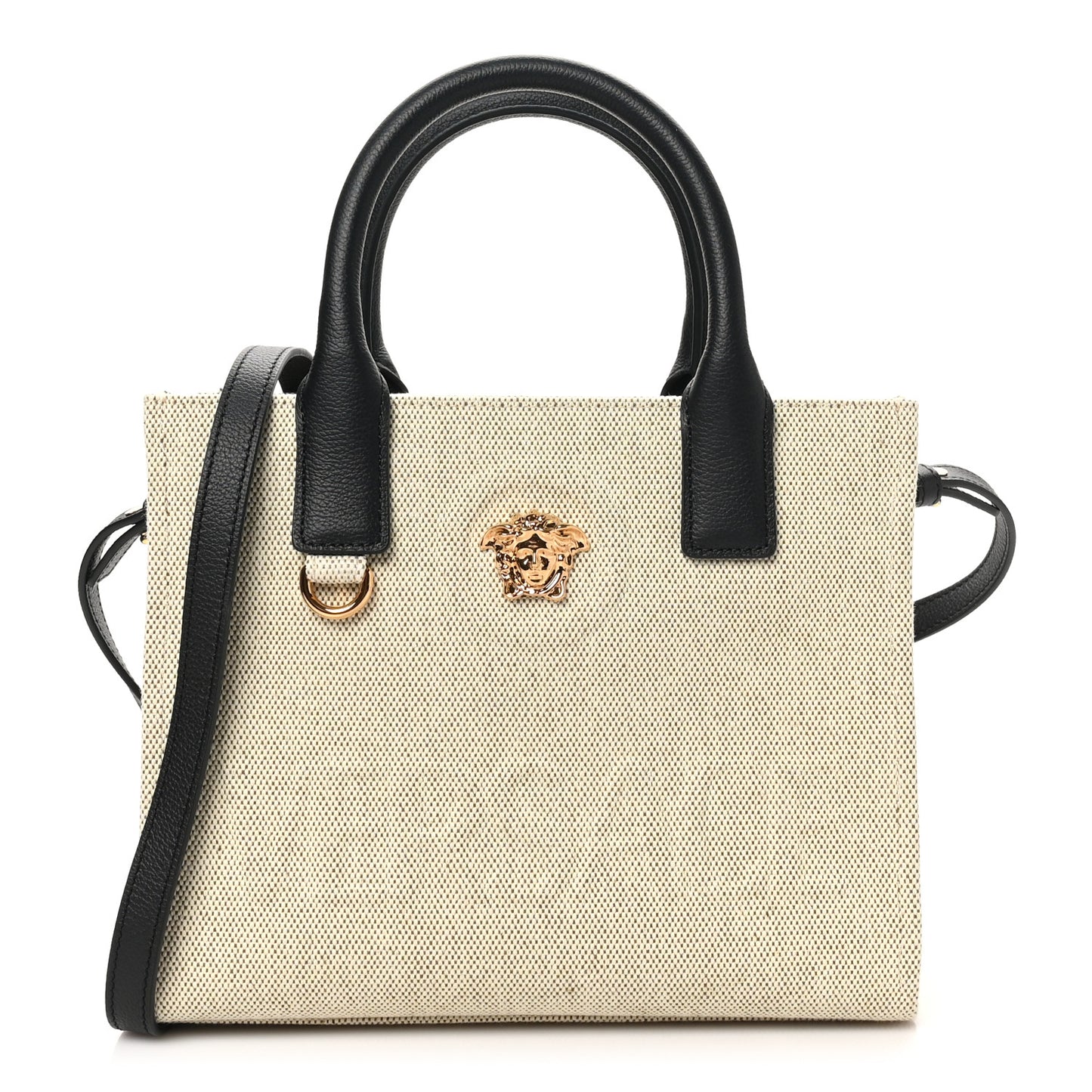 Canvas Calfskin La Medusa Mini Tote Bag Beige