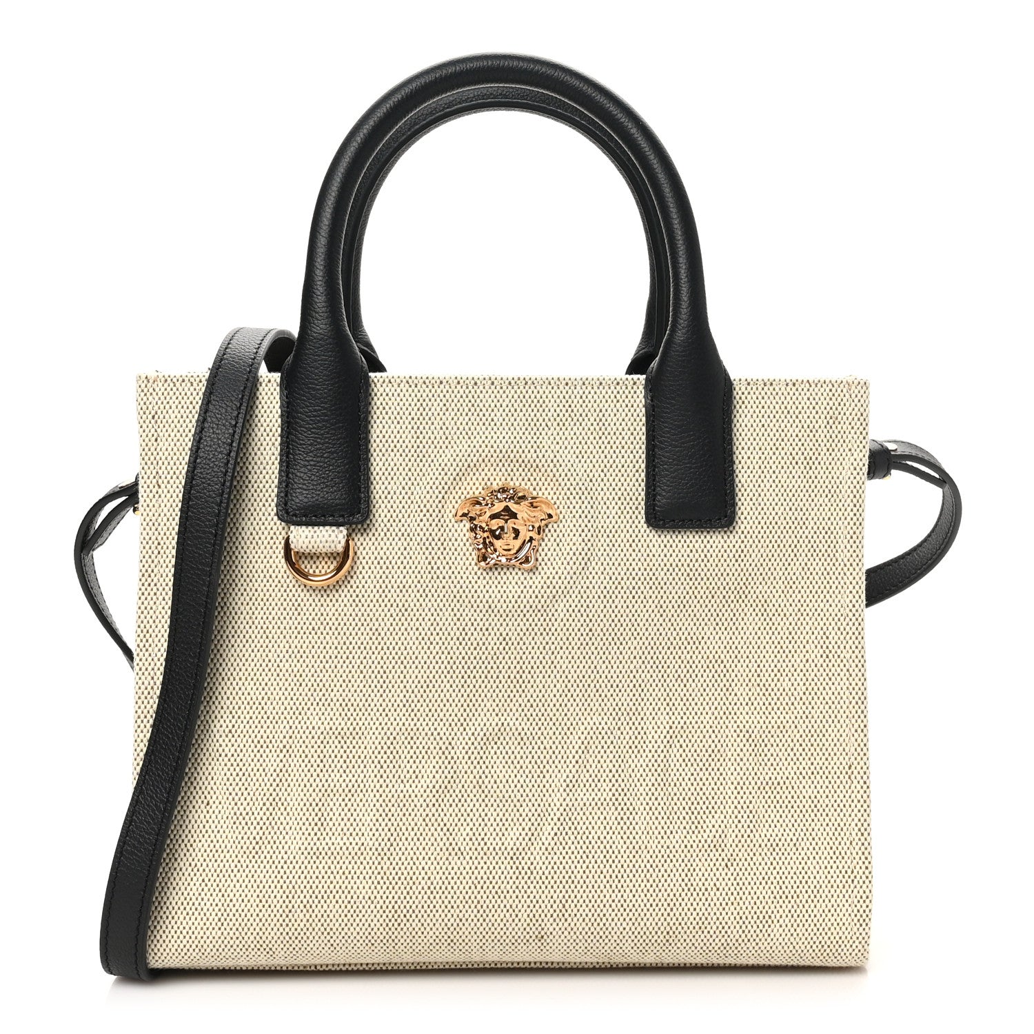 Versace Canvas Calfskin La Medusa Mini Tote Bag Beige 1 of 9