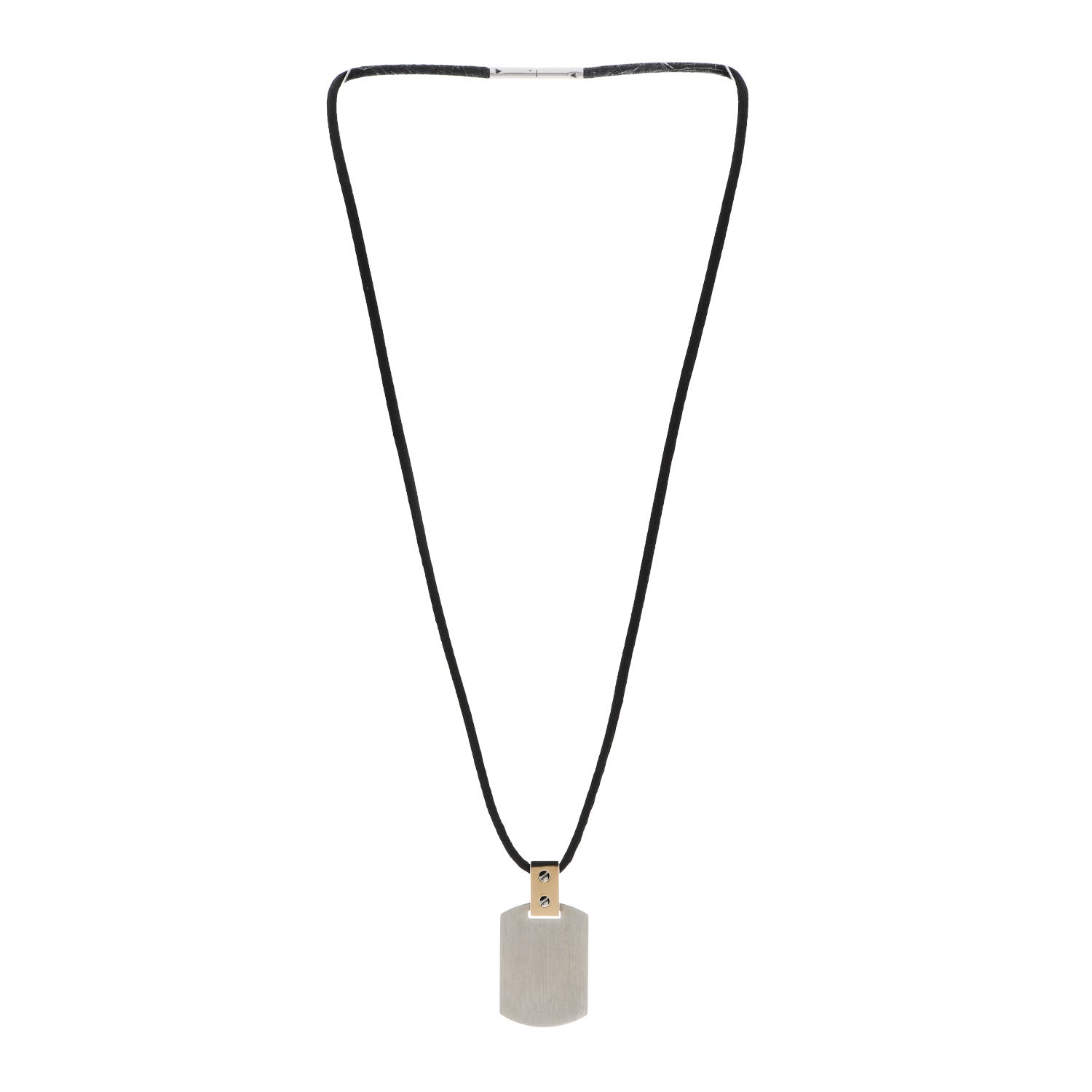Cartier 18K Yellow Gold Stainless Steel Santos Dog Tag Pendant Necklace 3 of 5