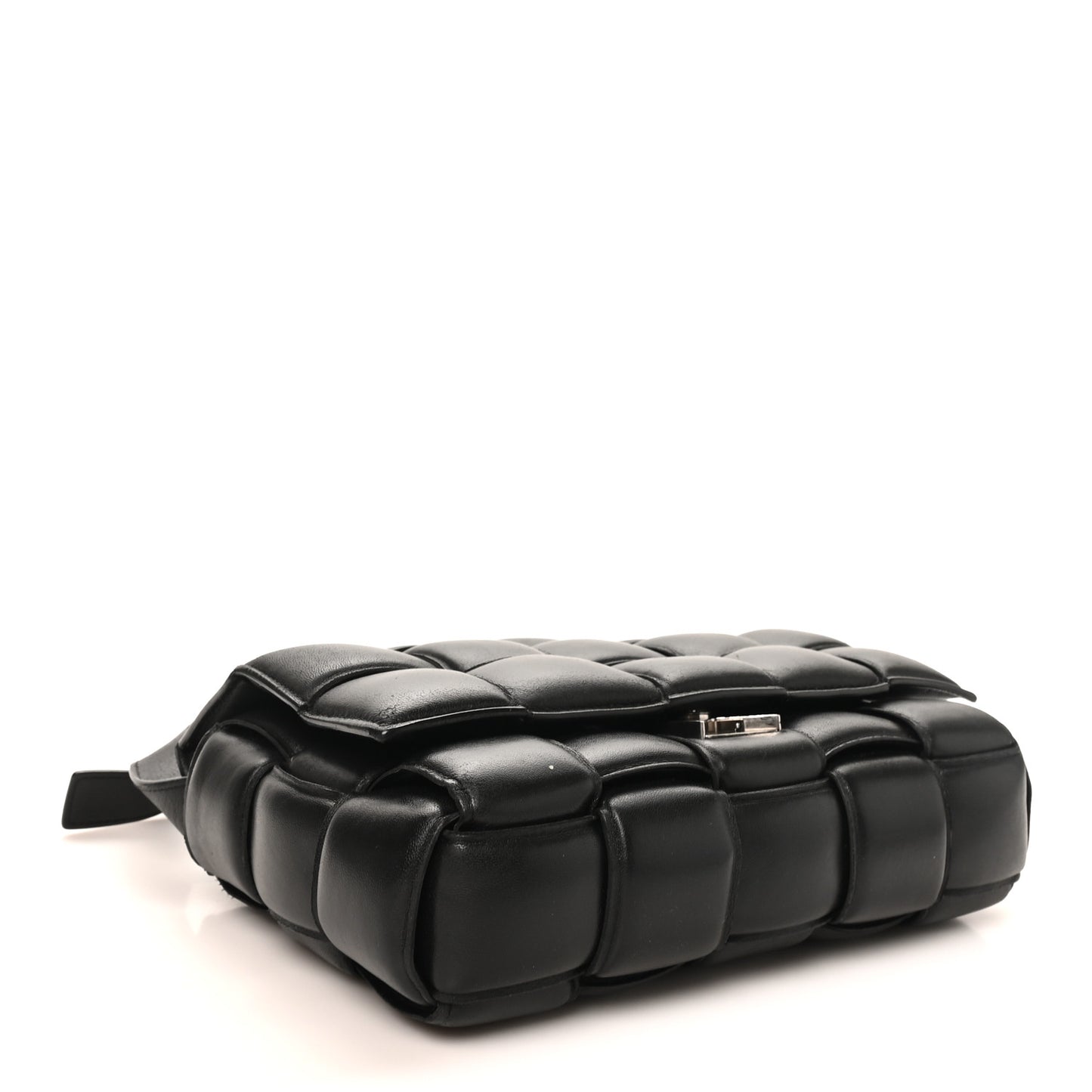 Paper Calfskin Maxi Intreccio Padded Cassette Crossbody Bag Black