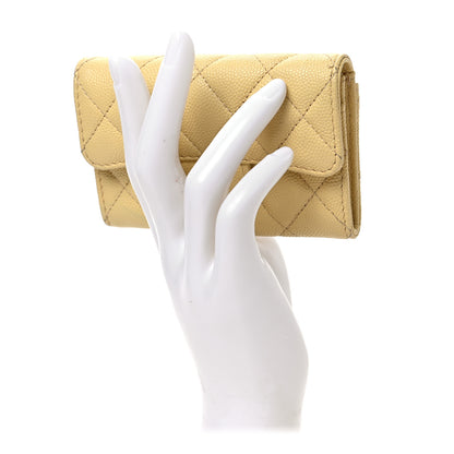 Chanel Caviar Quilted Flap Card Holder Wallet Yellow 2 of 9